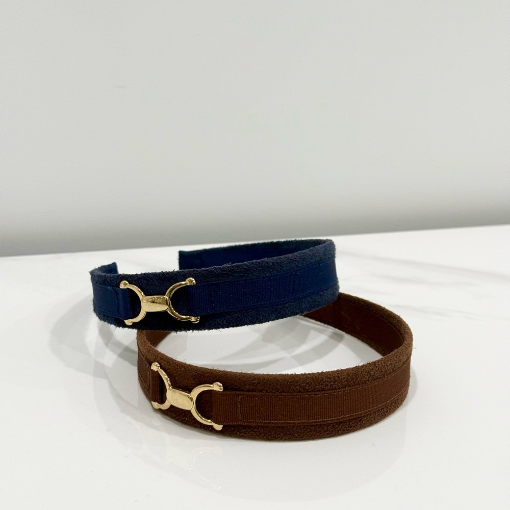 2 Janie & Jack Toddler suede headbands Dark Blue and Brown